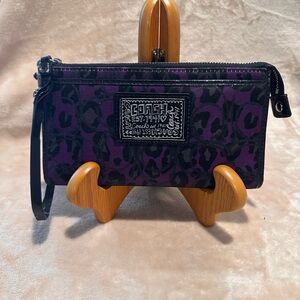Coach Poppy Purple and Black Leopard Print Wristlet